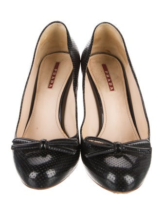Prada Sport Patent Leather Bow Accents Pumps