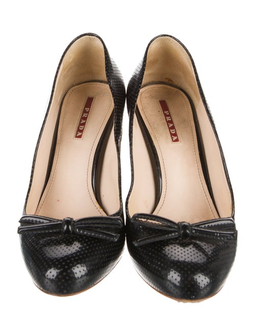 Prada Sport Patent Leather Bow Accents Pumps