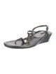 Prada Sport Patent Leather Crystal Embellishments T-Strap Sandals