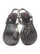 Prada Sport Patent Leather Crystal Embellishments T-Strap Sandals