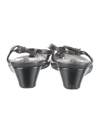 Prada Sport Patent Leather Crystal Embellishments T-Strap Sandals