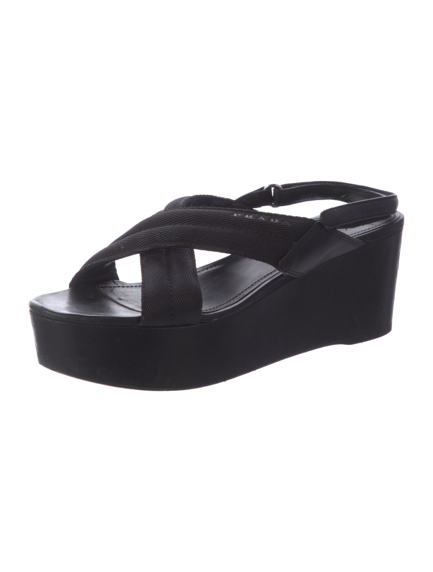 Prada Sport Leather Slingback Sandals