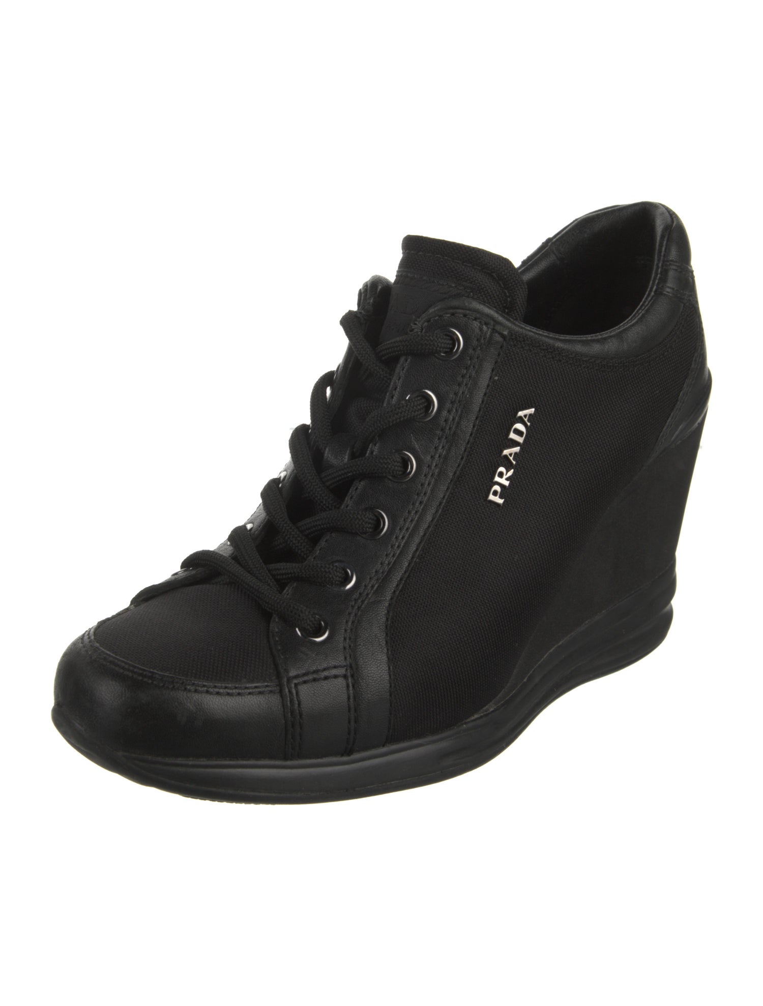 Prada Sport Leather Trim Embellishment Pumps