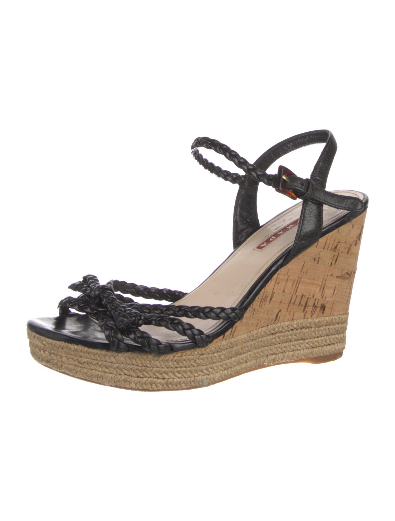 Prada Sport Leather Bow Accents Espadrilles