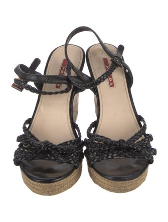 Prada Sport Leather Bow Accents Espadrilles