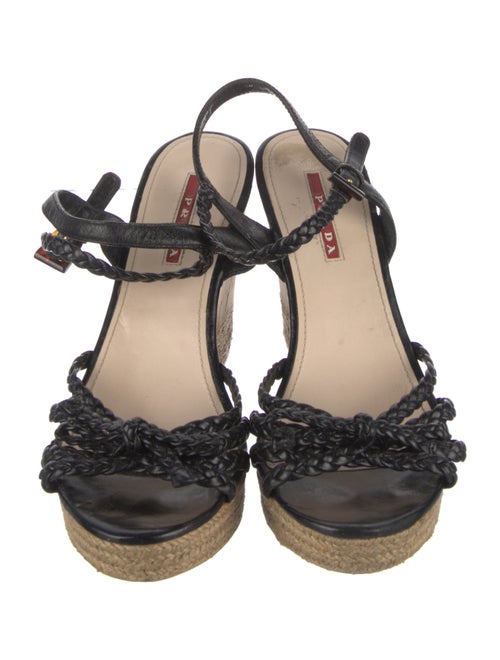 Prada Sport Leather Bow Accents Espadrilles