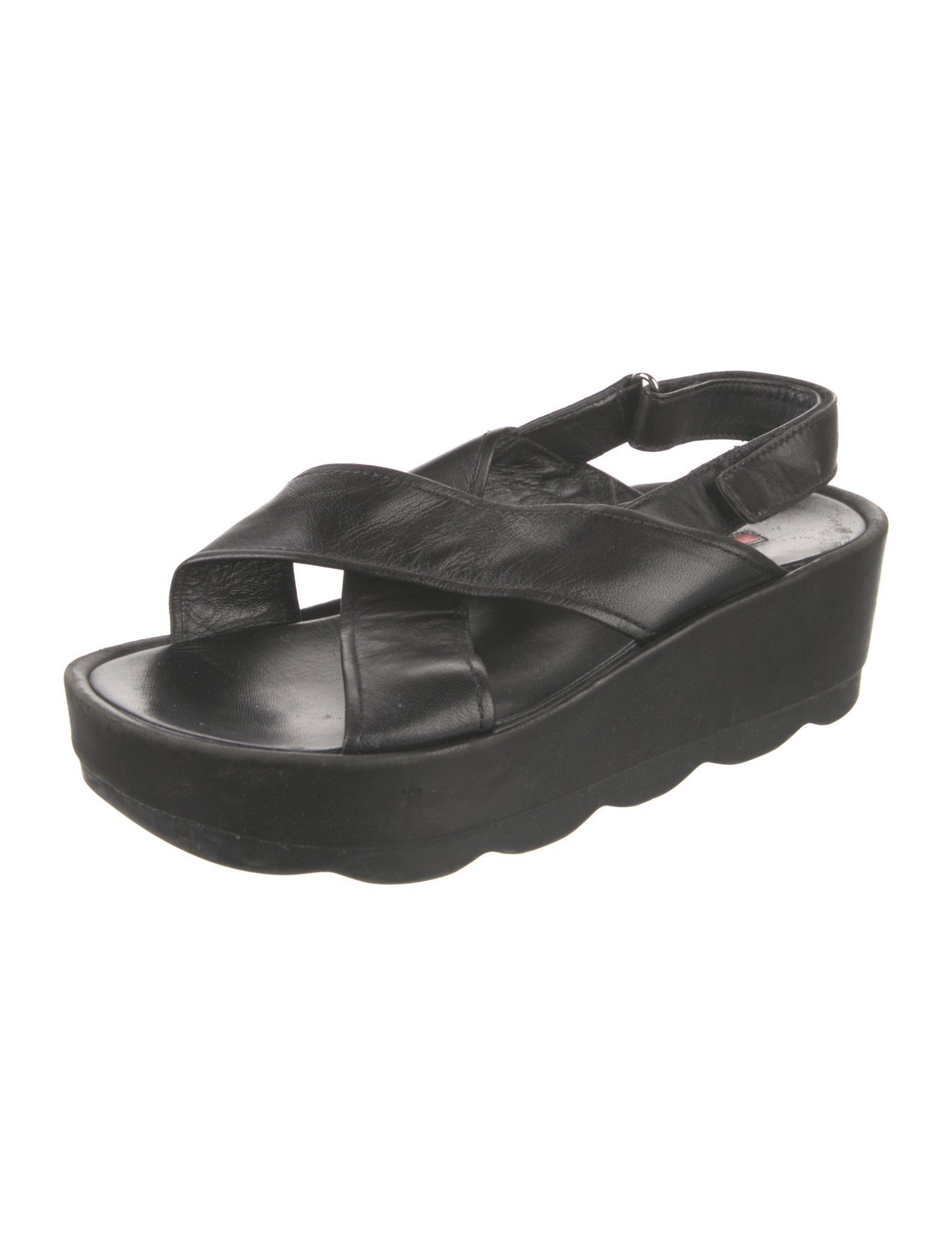 Prada Sport Leather Slingback Sandals