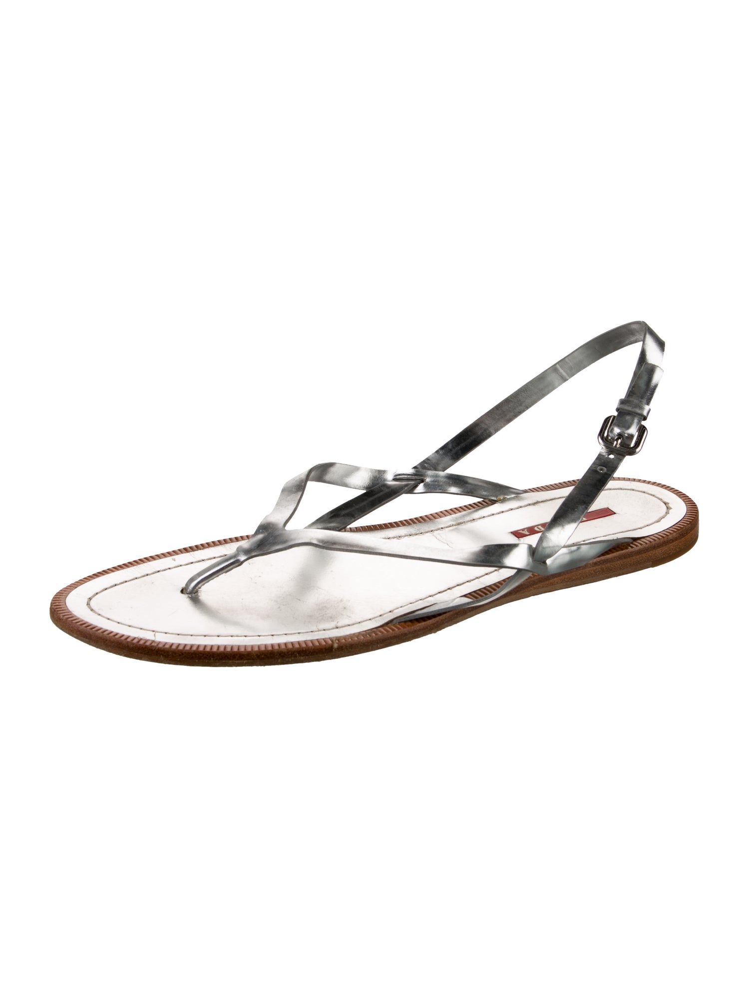 Prada Sport Leather Printed Slingback Sandals