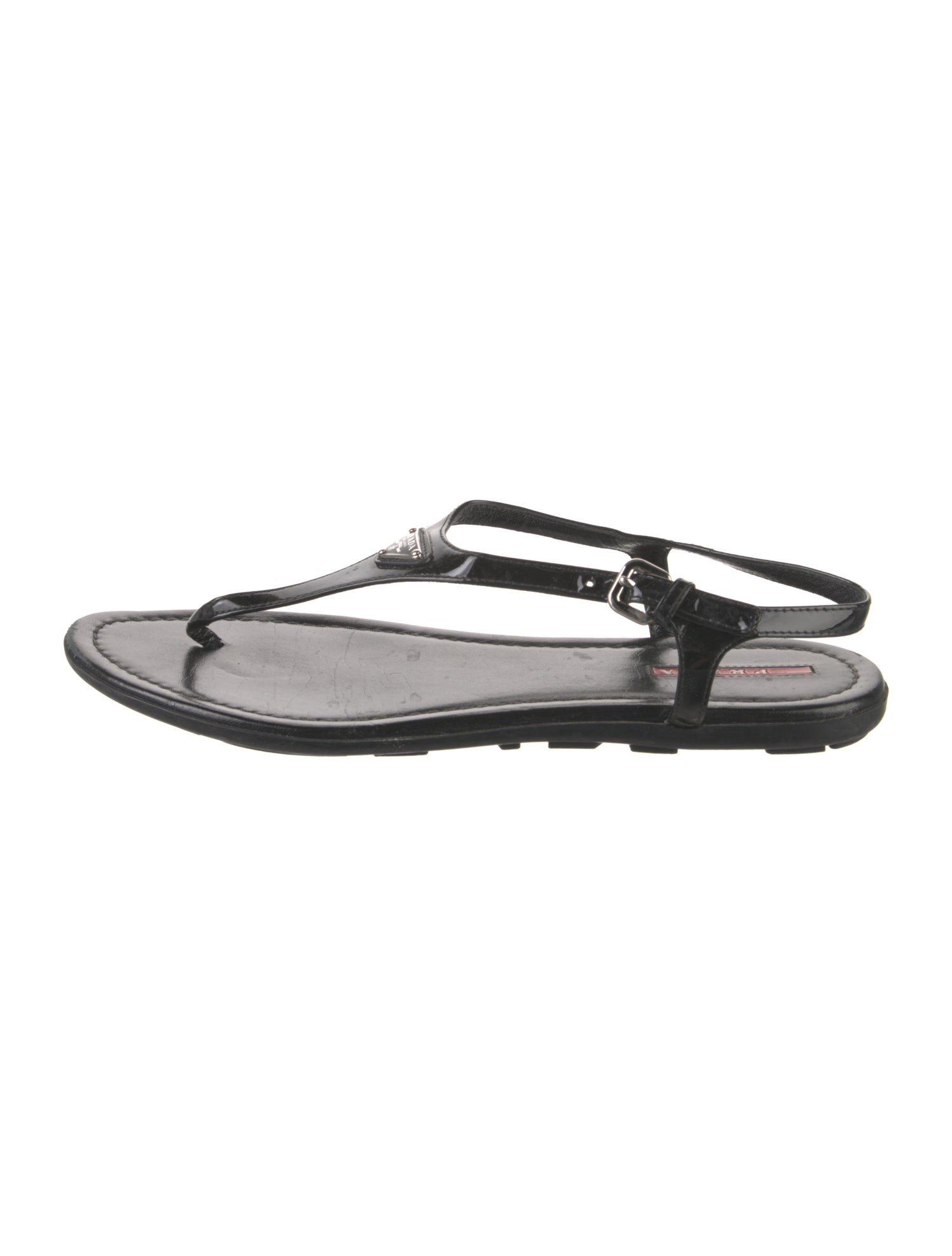 Prada Sport Patent Leather T-Strap Sandals