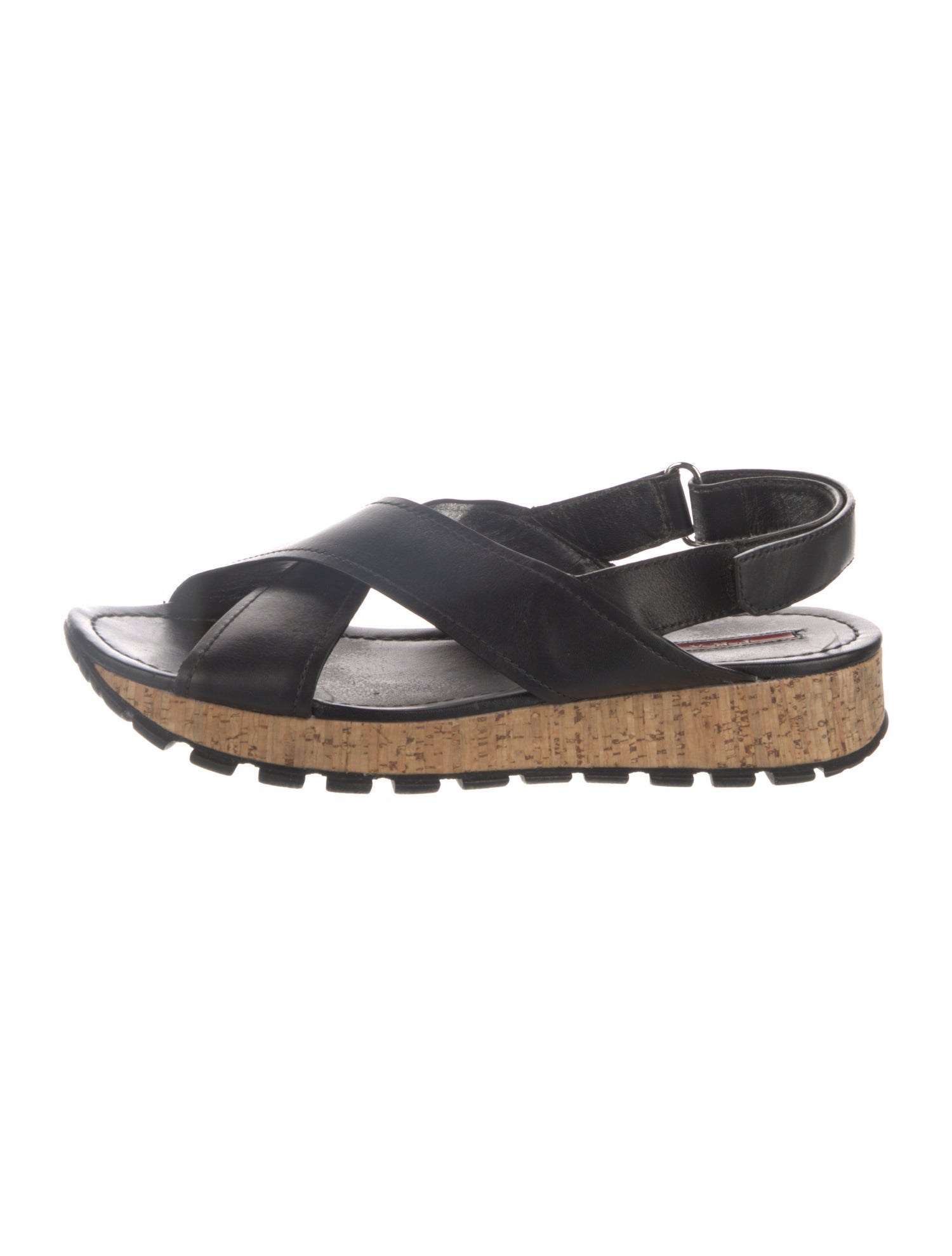 Prada Sport Leather Slingback Sandals