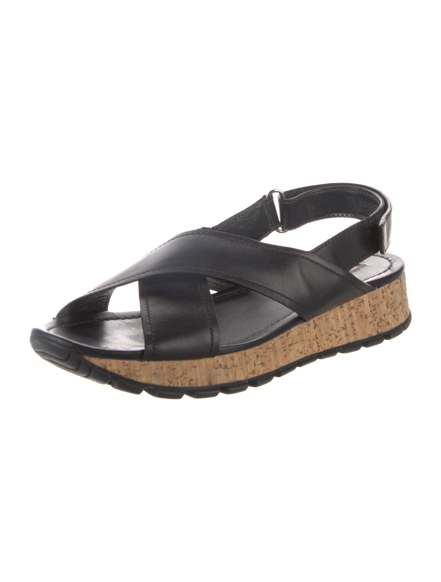 Prada Sport Leather Slingback Sandals