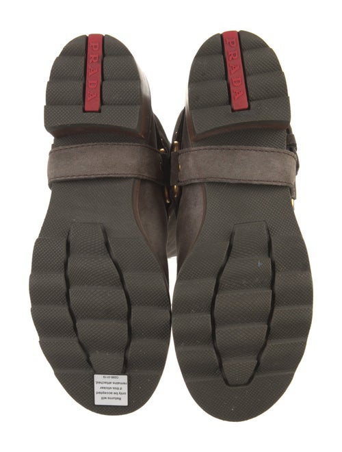 Prada Sport Suede Leather Trim Embellishment Moto Boots