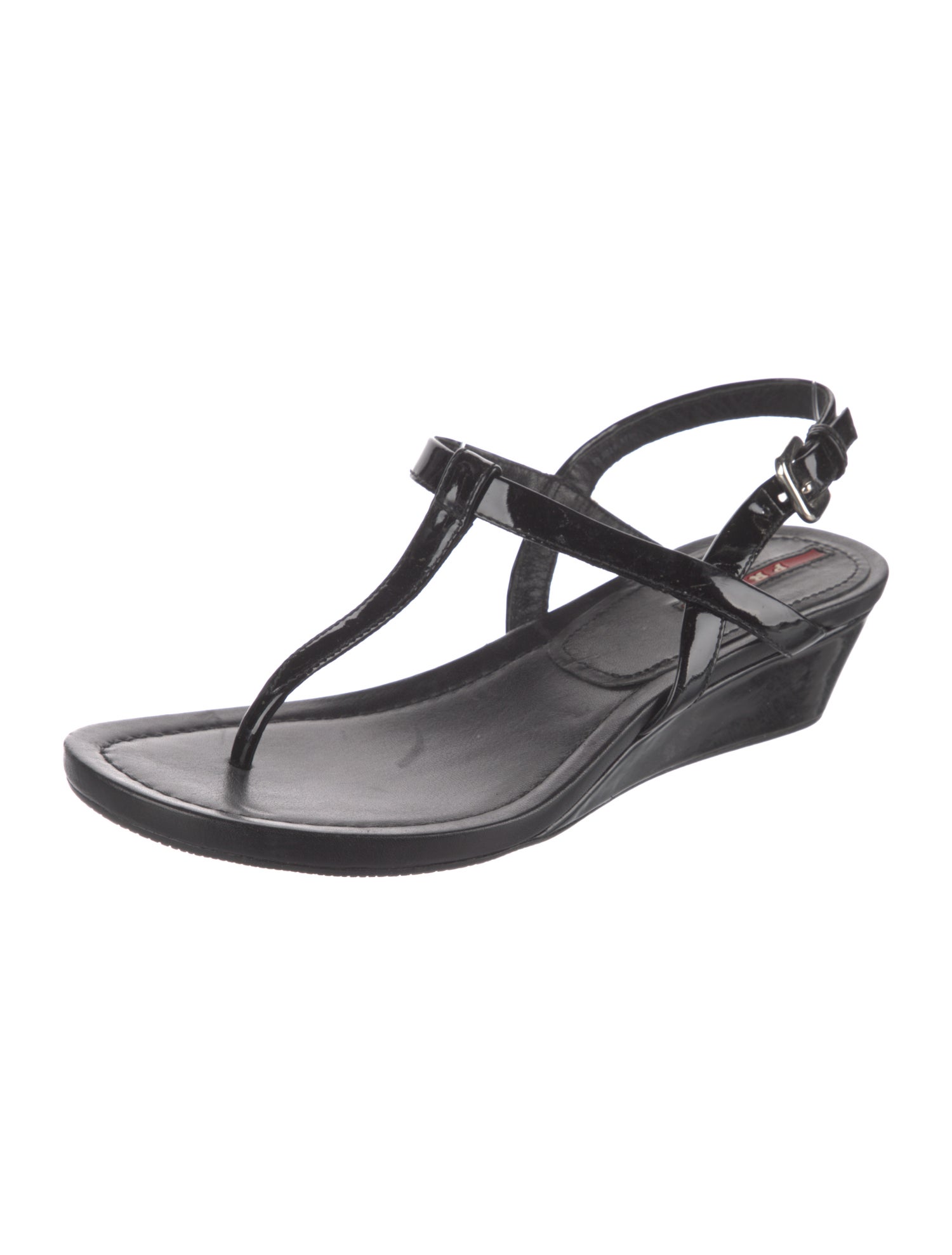Prada Sport Patent Leather T-Strap Sandals