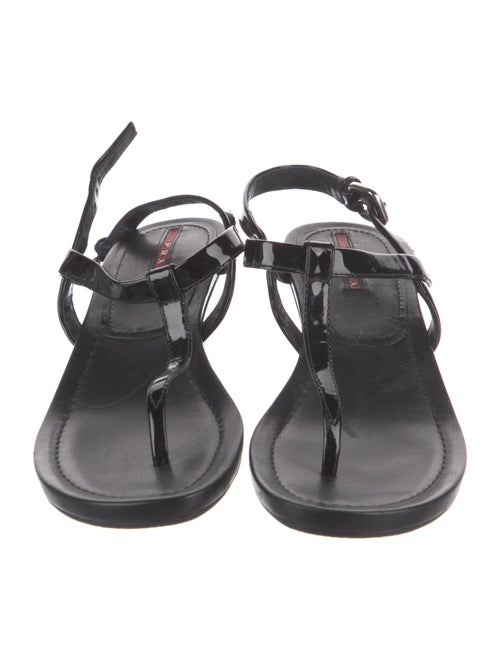 Prada Sport Patent Leather T-Strap Sandals