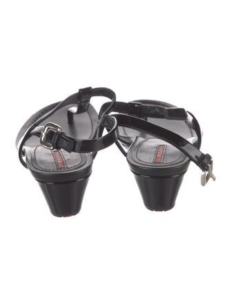 Prada Sport Patent Leather T-Strap Sandals