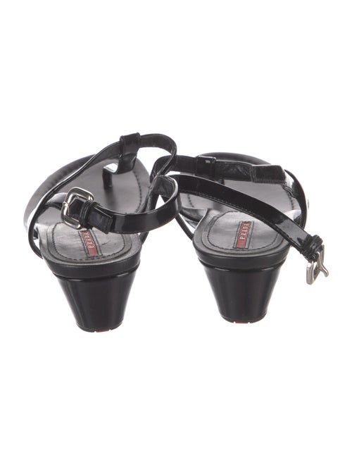 Prada Sport Patent Leather T-Strap Sandals
