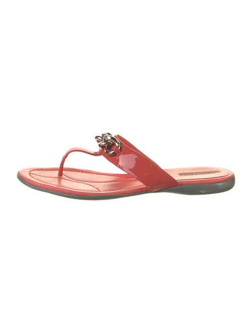 Prada Sport Patent Leather Chain-Link Accents Flip Flops