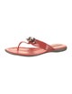 Prada Sport Patent Leather Chain-Link Accents Flip Flops