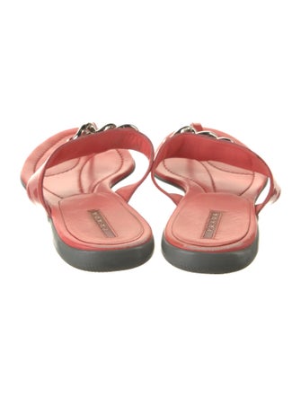 Prada Sport Patent Leather Chain-Link Accents Flip Flops