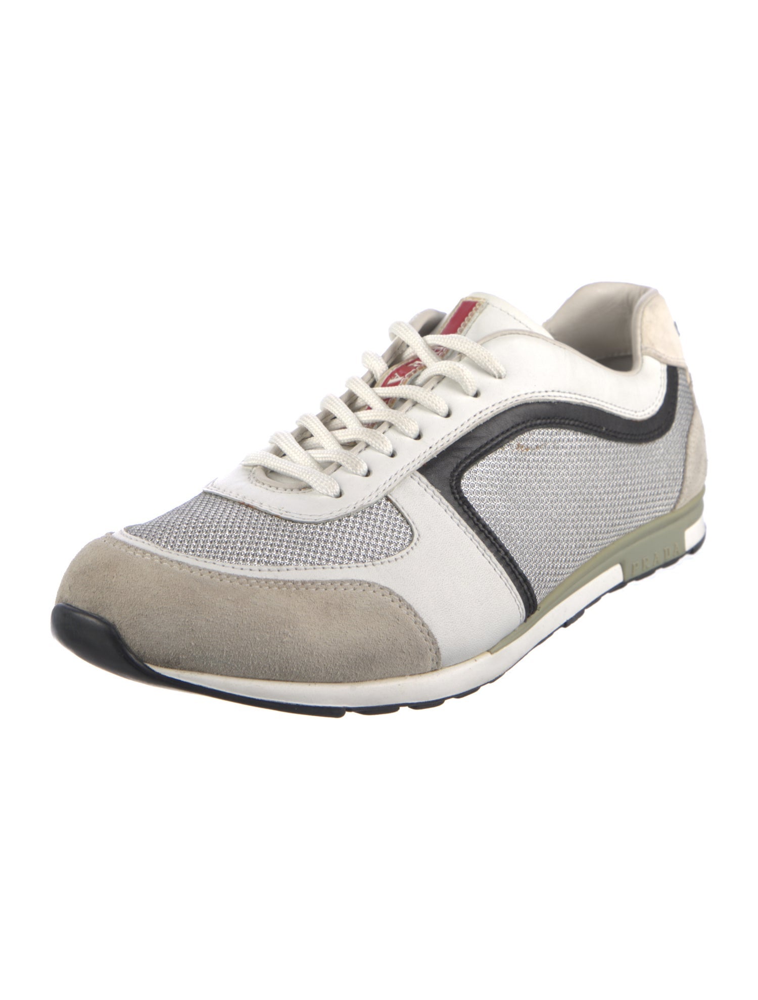 Prada Sport Leather Colorblock Pattern Sneakers