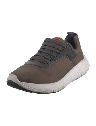 Prada Sport Nylon Leather Trim Embellishment Athletic Sneakers