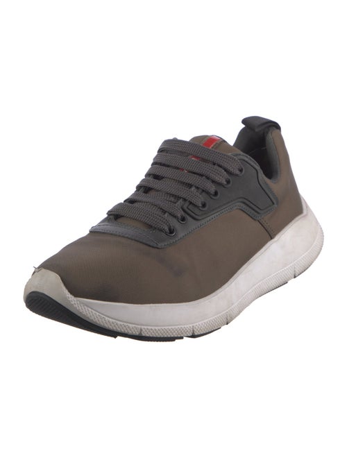 Prada Sport Nylon Leather Trim Embellishment Athletic Sneakers