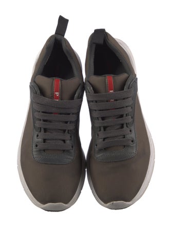 Prada Sport Nylon Leather Trim Embellishment Athletic Sneakers