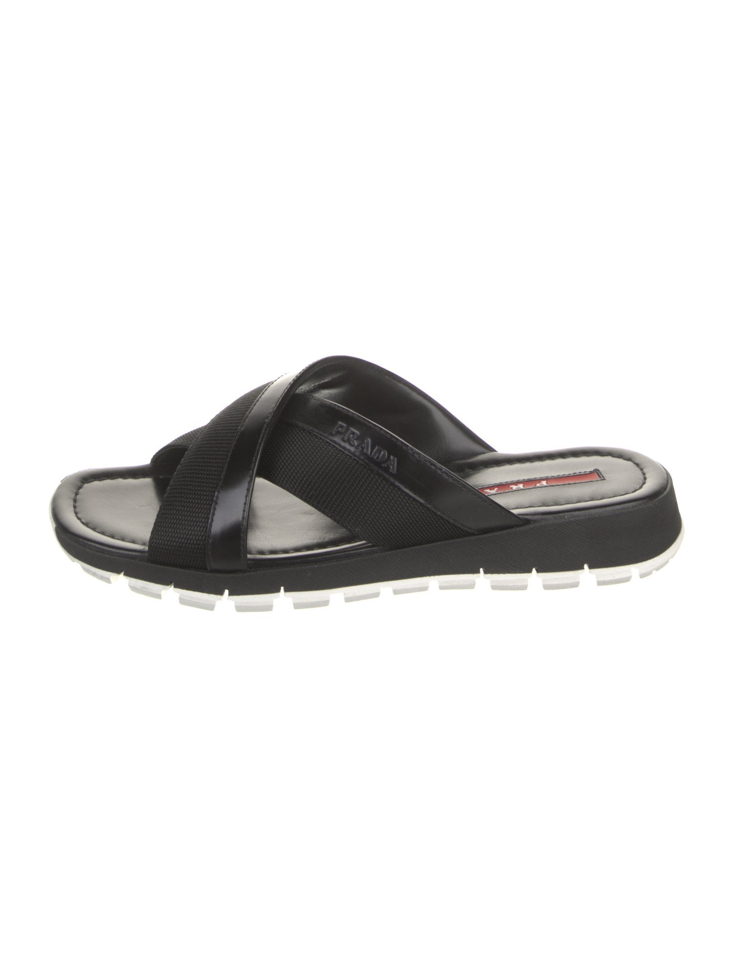 Prada Sport Leather Slingback Sandals