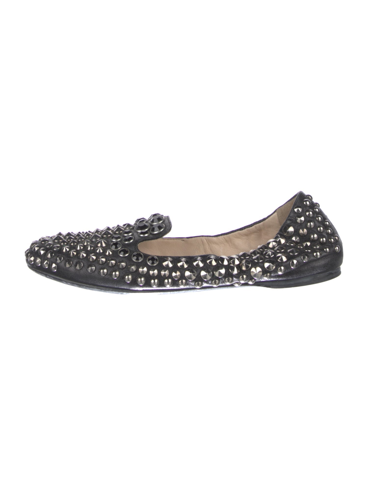 Prada Sport Leather Crystal Embellishments Loafers