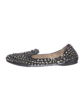 Prada Sport Leather Crystal Embellishments Loafers