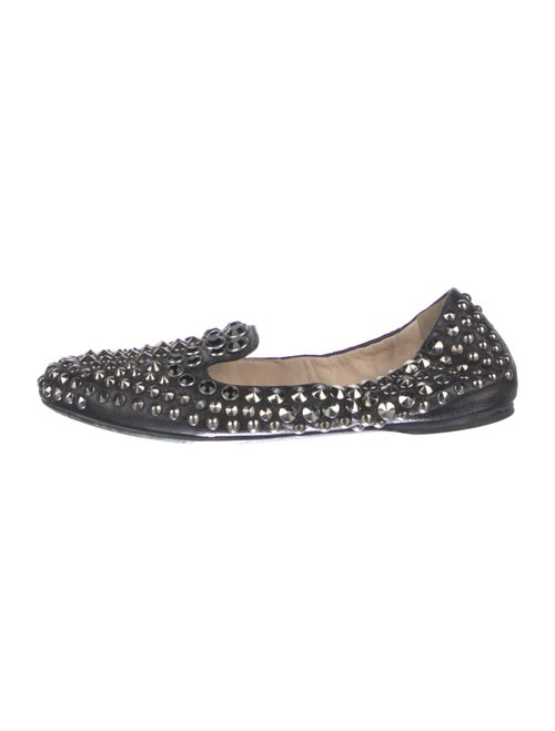 Prada Sport Leather Crystal Embellishments Loafers