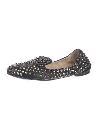 Prada Sport Leather Crystal Embellishments Loafers