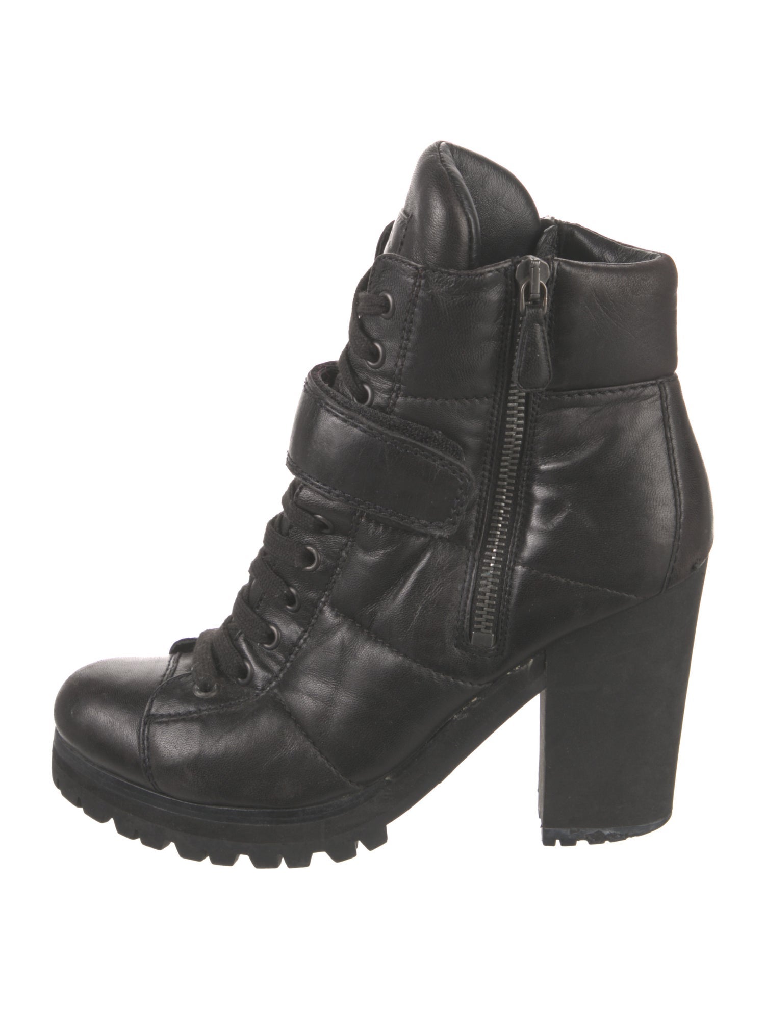 Prada Sport Leather Combat Boots