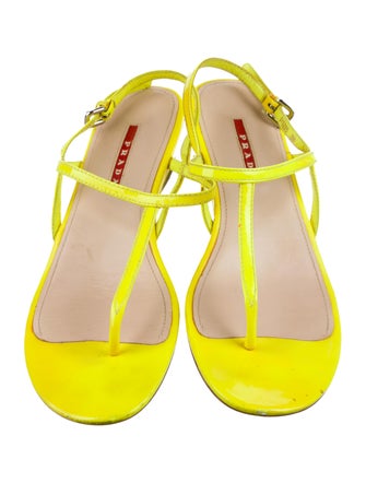 Prada Sport Patent Leather T-Strap Sandals