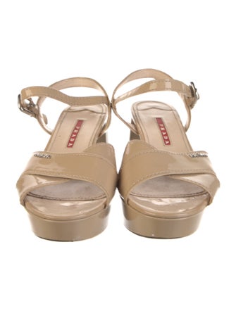 Prada Sport Signature Logo Patent Leather Sandals