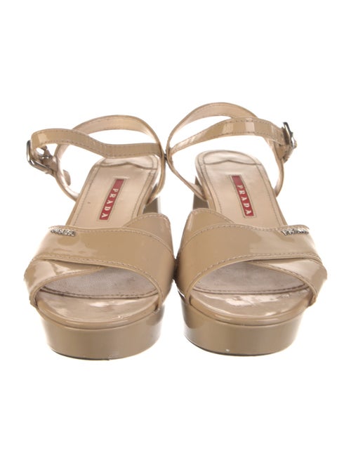 Prada Sport Signature Logo Patent Leather Sandals