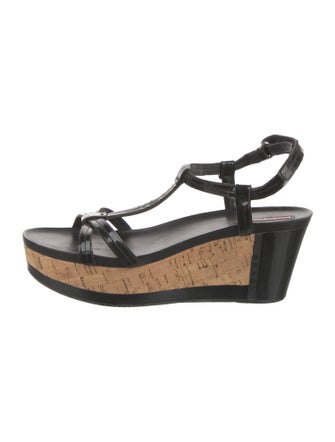 Prada Sport Late 2000's - Early 2010's Patent Leather T-Strap Sandals