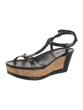 Prada Sport Late 2000's - Early 2010's Patent Leather T-Strap Sandals