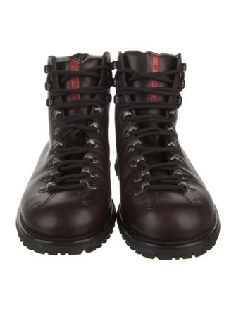 Prada Sport Leather Lace-Up Boots