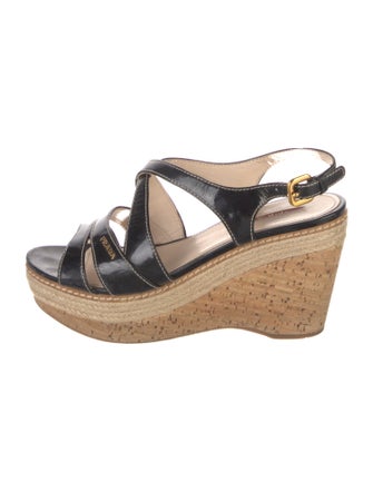 Prada Sport Patent Leather Braided Accents Espadrilles