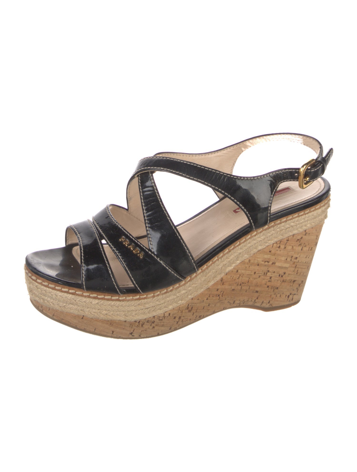 Prada Sport Patent Leather Braided Accents Espadrilles