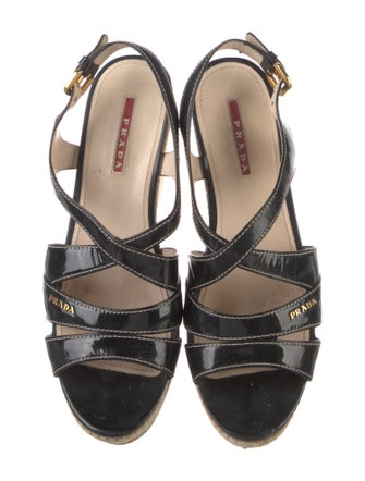 Prada Sport Patent Leather Braided Accents Espadrilles