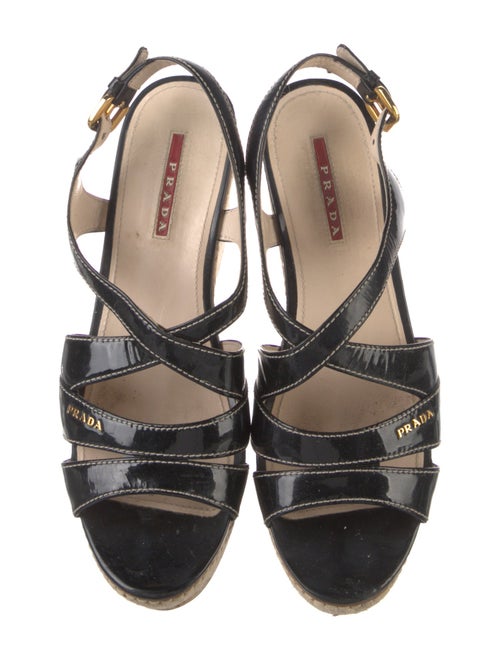 Prada Sport Patent Leather Braided Accents Espadrilles