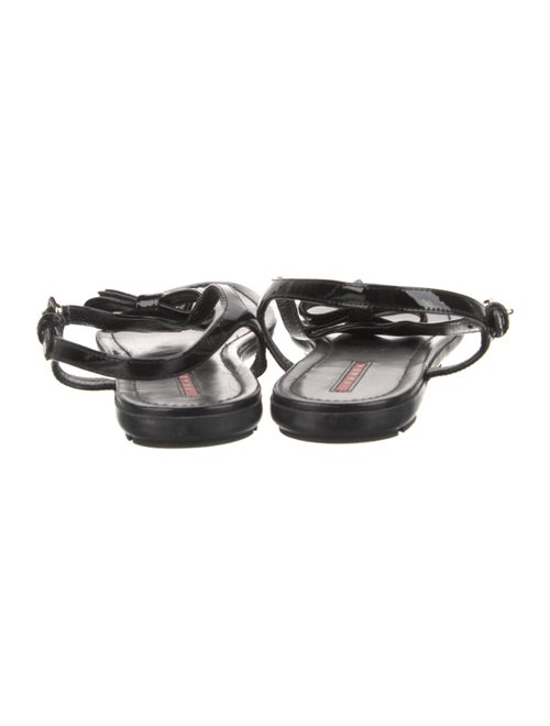 Prada Sport Patent Leather Bow Accents T-Strap Sandals