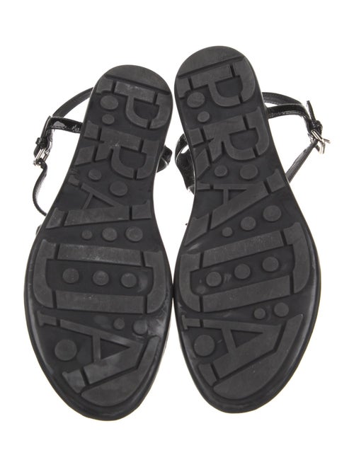 Prada Sport Patent Leather Bow Accents T-Strap Sandals