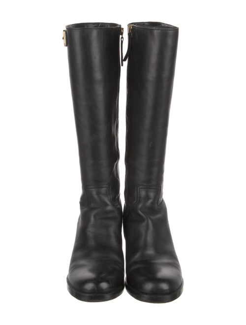 Prada Sport Leather Leather Trim Embellishment Riding Boots