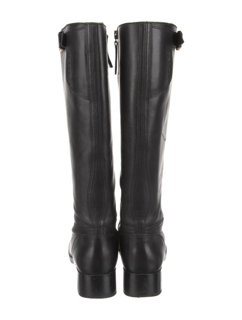 Prada Sport Leather Leather Trim Embellishment Riding Boots