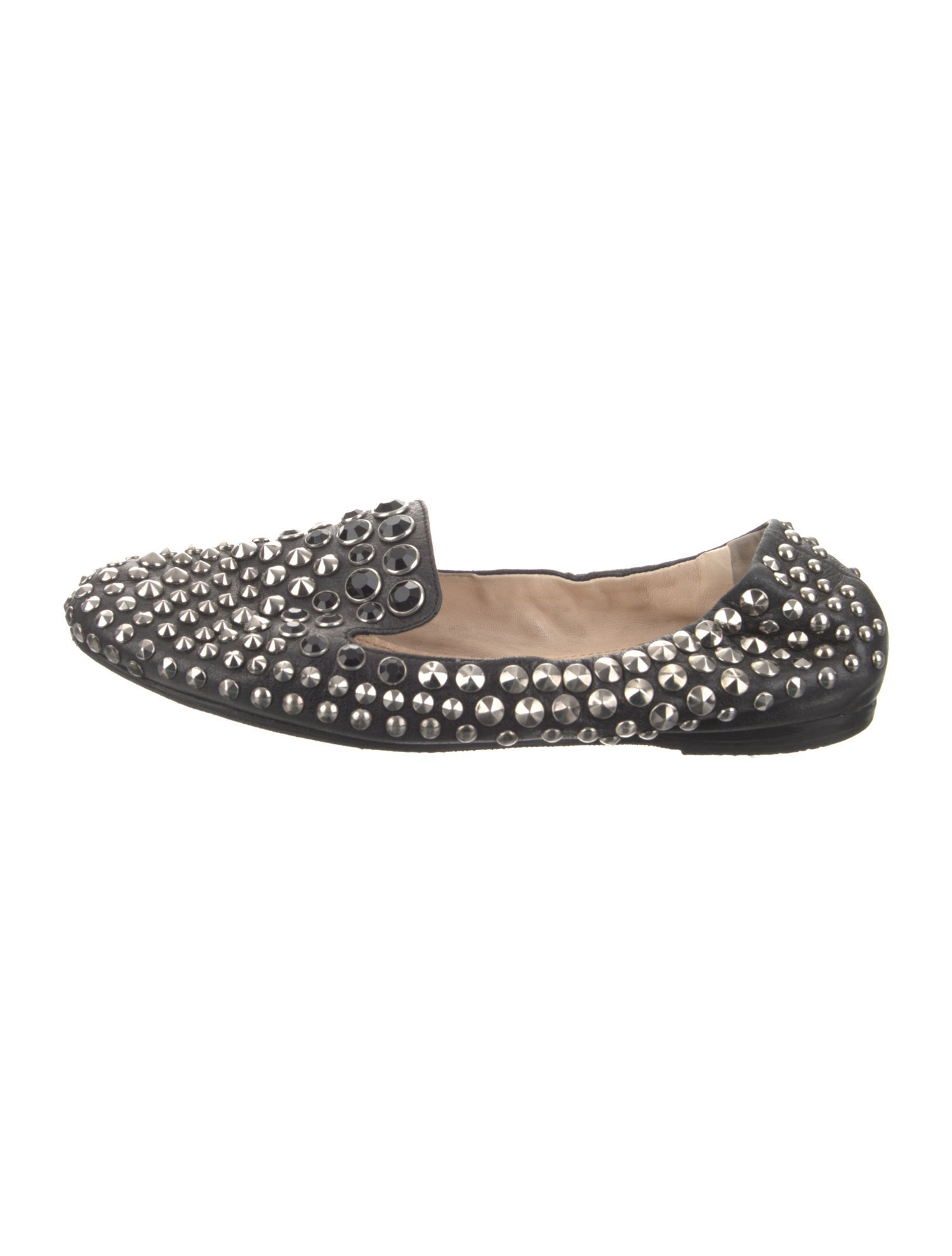 Prada Sport Leather Studded Accents Flats