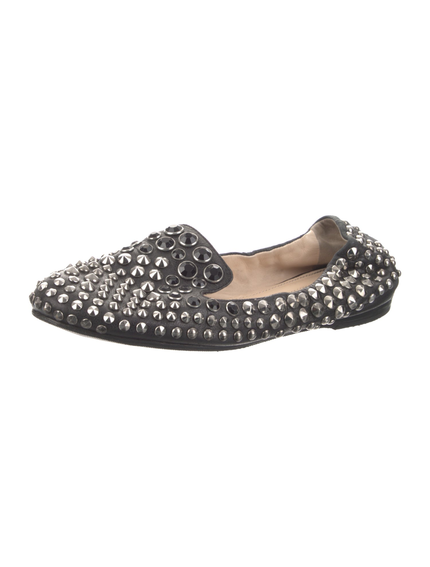 Prada Sport Leather Studded Accents Flats