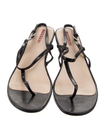 Prada Sport Patent Leather T-Strap Sandals